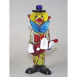 Murano glass clown with guitar figure