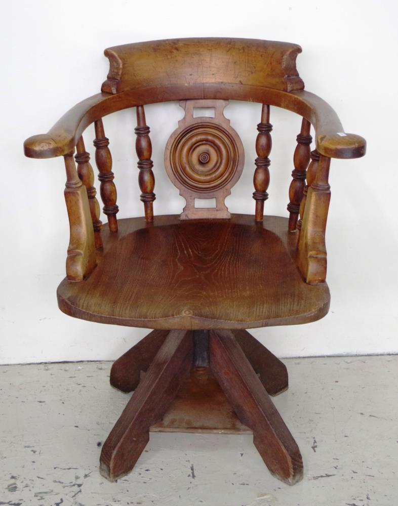 Antique oak and elm desk chair