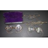 Four pairs of vintage gold plated spectacles