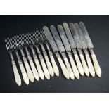 Part set pearl handle fruit knives & forks