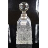 Sterling silver rim cut crystal perfume bottle