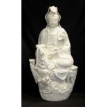 Large Chinese blanc de chine Guanyin figure