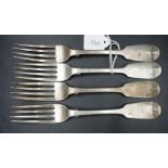 Four sterling silver forks