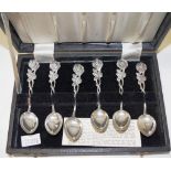 Boxed set six German silver coffee spoons