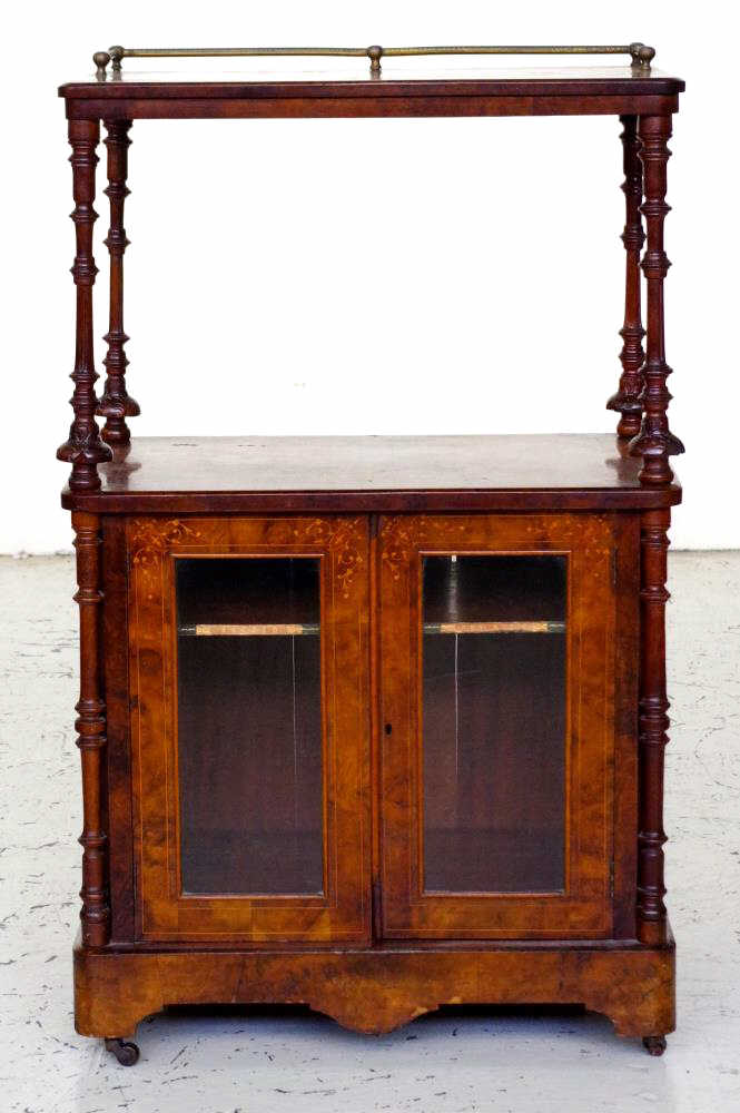 Victorian inlaid walnut music cabinet