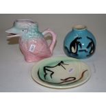 Vintage pink and blue kookaburra jug