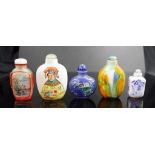 Five various Chinese snuff bottles