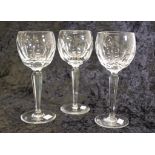 Three Waterford "Sheila" hock wine glasses