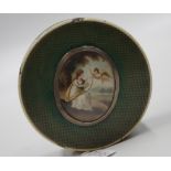 Good antique hand painted circular casket