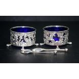 Pair Victorian sterling silver open salts