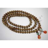 Chinese carved wood beaded necklace