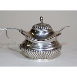 Sterling silver mustard pot and spoon