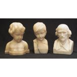 Three various carved marble busts