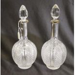 Pair silver necked crystal spirit decanters