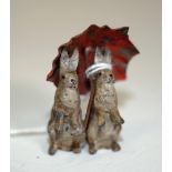 Antique Austrian cold painted bronze rabbits