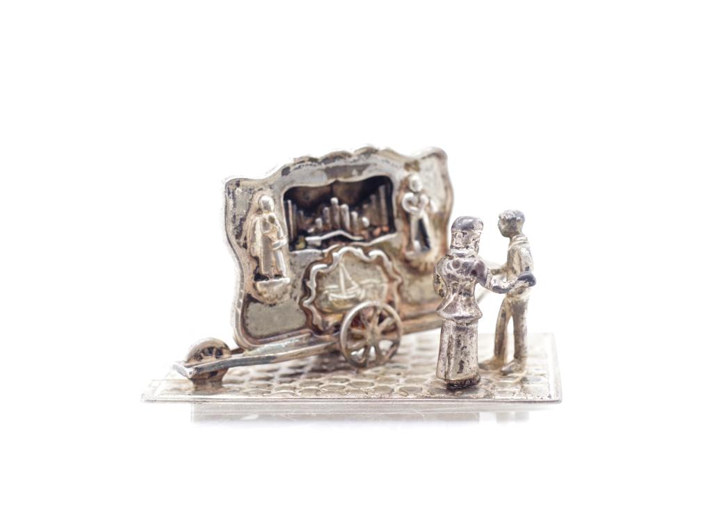 Dutch silver miniature "organ grinder"