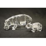 Swarovski crystal Hippo mother & baby figurine