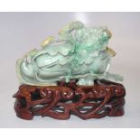 Good Chinese carved jade vegetable & stand