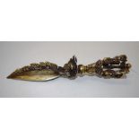 Good early Tibetan brass & metal ritual dagger
