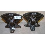 Pair of Art Deco cast metal book ends