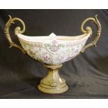 Large decorative metal and ceramic bowl