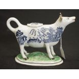 Antique blue & white cow figure creamer