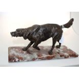 Vintage spelter dog figure fob watch holder