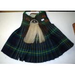 Traditional Scottish highland woolen tartan kilt