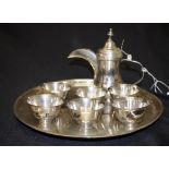 Egyptian eight piece silver coffee set