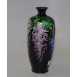 Early Japanese cloisonne "Wisteria" posy vase