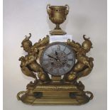 Antique French gilt metal mantle clock