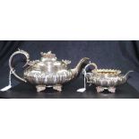 George IV sterling silver teapot & milk jug