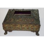 Early Oriental ornate bejeweled cast metal chest