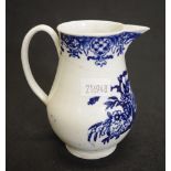 Two various 18th C: Worcester blue & white jugs