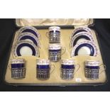 Boxed set Edward VII silver cased coffee set