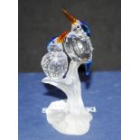 Swarovski crystal malachite kingfisher figurine