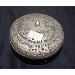 Chinese silver lidded potpourri bowl