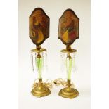 Good pair antique crystal & brass table lamps
