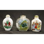 Two various hand painted ceramic snuff bottles