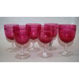 Set six ruby glass wine glasses