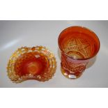 Two various Carnival glass pieces