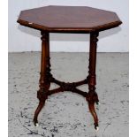 Antique inlaid walnut octagonal table