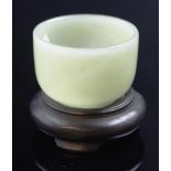 Chinese carved jade cup & stand