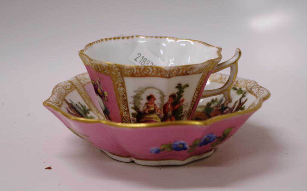 German porcelain teacup and saucer - Image 2 of 4