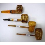 Four American corkwood tobacco pipes