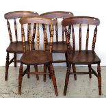 Set of 4 19th century elm & beech kitchen chairs