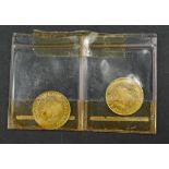 Two 1865 Mexican miniature gold coins (Test)