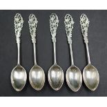 Set five Edward VII sterling silver teaspoons