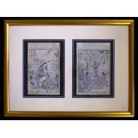 Two framed antique Japanese woodblock prints