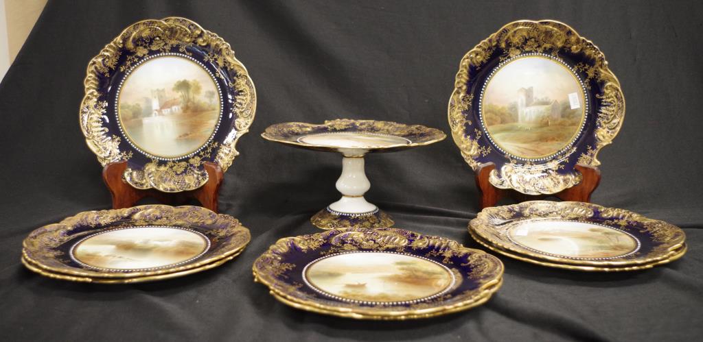 Good Aynsley painted Scottish dessert set - Image 3 of 4